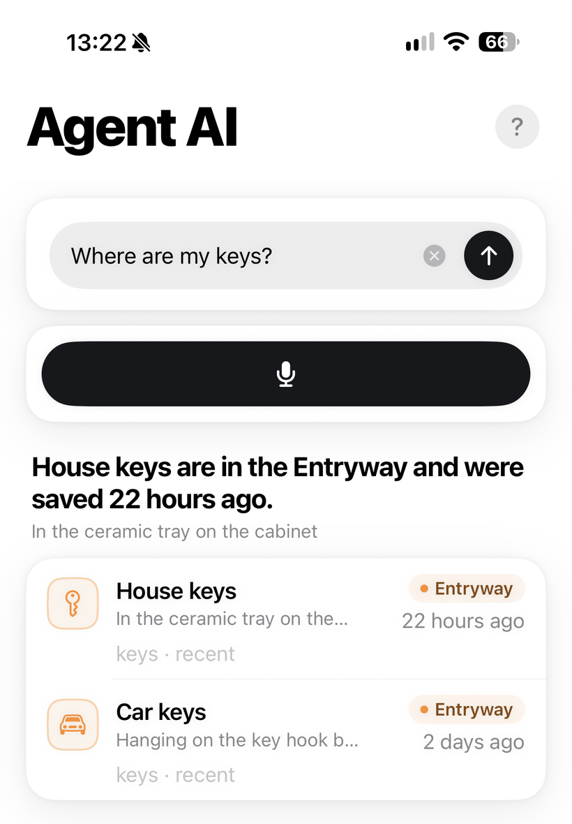Whery answering “Where are my keys?” with the place and the exact spot