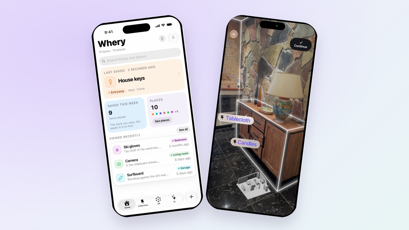 Whery: saved items and augmented reality finding