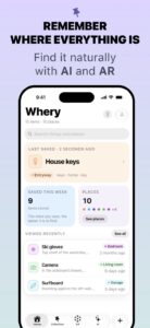 Whery on iPhone: Home with the last saved thing, places and recently viewed items