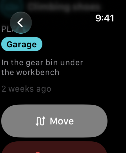 Whery on Apple Watch: moving a thing to a new place